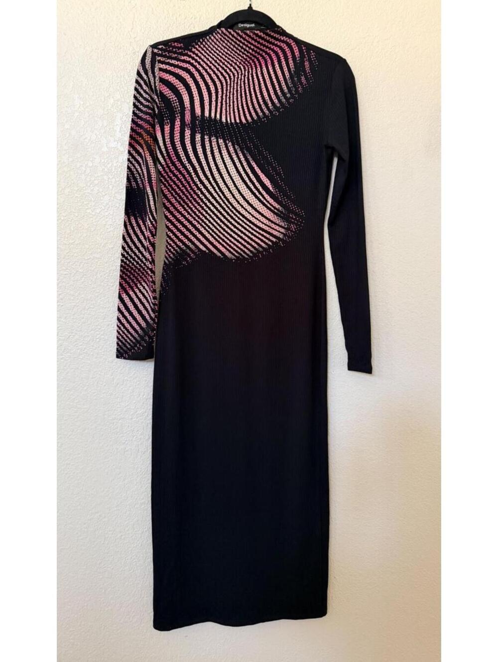 New Desigual Women's Long dress waves In Black Multi Size M $159 - Picture 5 of 11